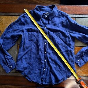 Lily Pulitzer navy blue button down cotton linen blend medium golf beach cruise